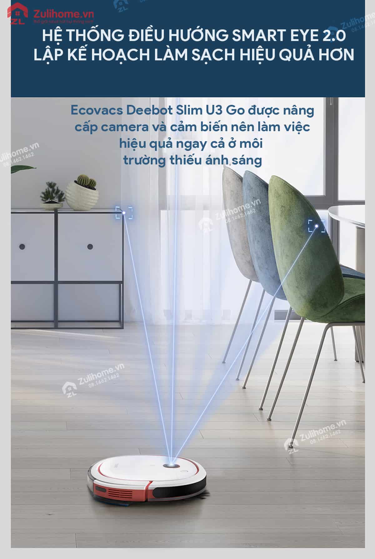 Ecovacs Deebot Slim U3 Go - DK41 có hệ thống điều hướng thông minh