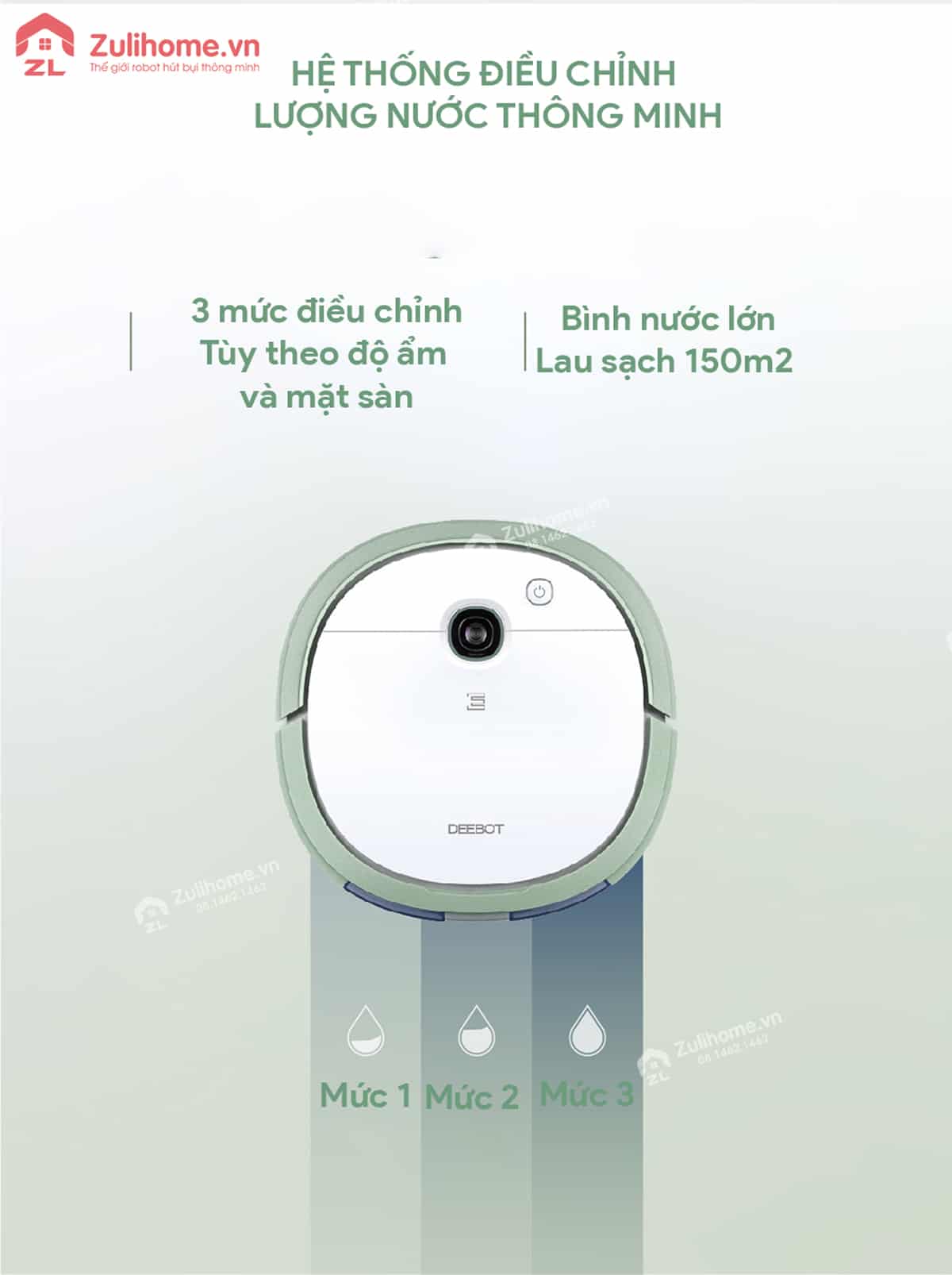 Ecovacs Deebot Slim U3 Neo | Hệ thống điều chỉnh lượng nước thông minh