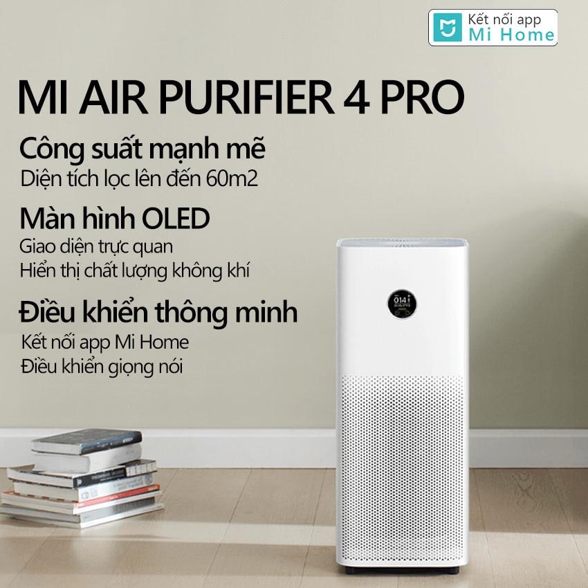Máy lọc không khí Mi Air Purifier 4 Pro dàng điều khiển và theo dõi qua app Mi Home