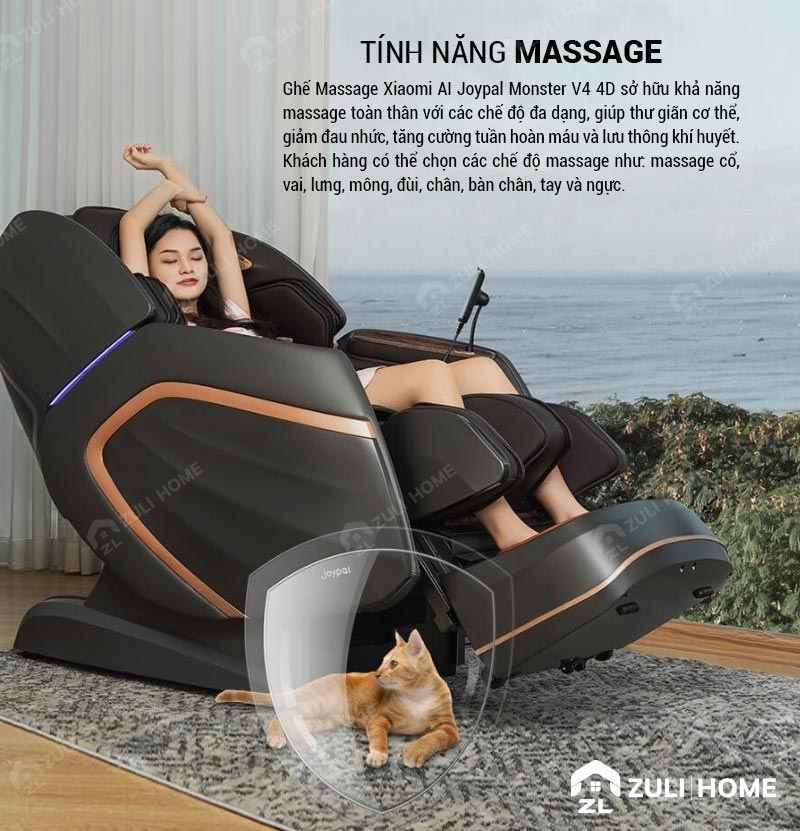 Ghế Massage Xiaomi AI Joypal Monster V4 4D Tính năng massage