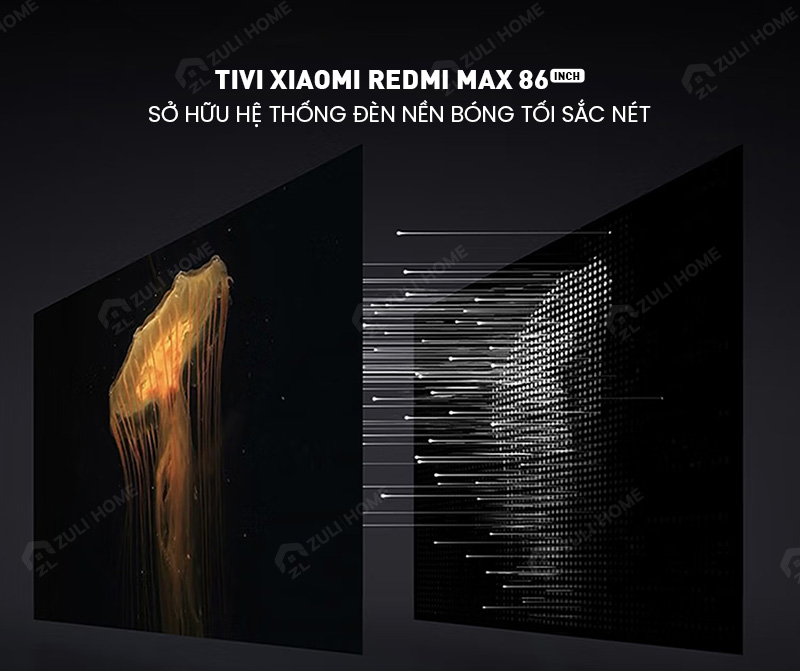 Tivi Xiaomi RedMi Max 86 inch sở hữu hệ thống đèn nền bóng tối sắc nét