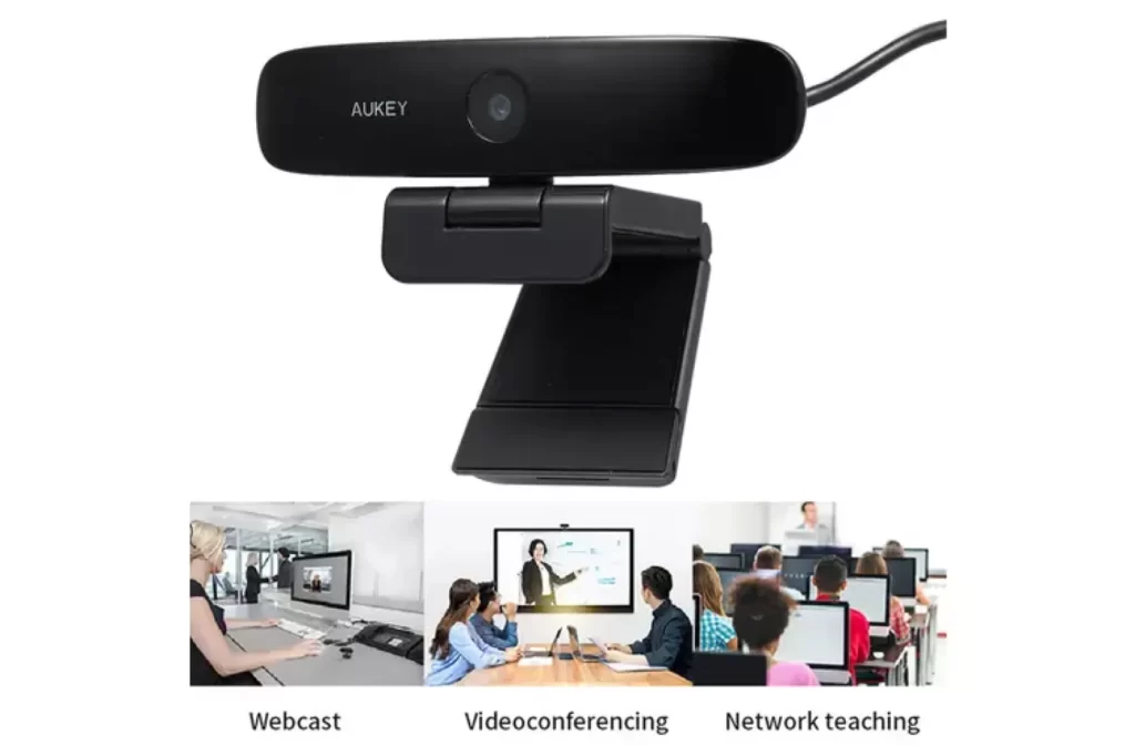Webcam Aukey Duc PC LM5 1080P voi 2 Mic chan cam USB cho PC may tinh laptop 02